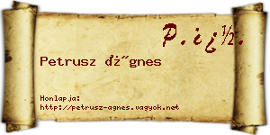 Petrusz Ágnes névjegykártya
